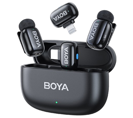 Boya Mini-12 1RX USB-C + 1RX Lightning Port + 2TX Wireless Microphone Black