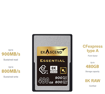 Exascend CFExpress Type A 480GB Essential (Read 900MB/s and Write 800MB/s)
