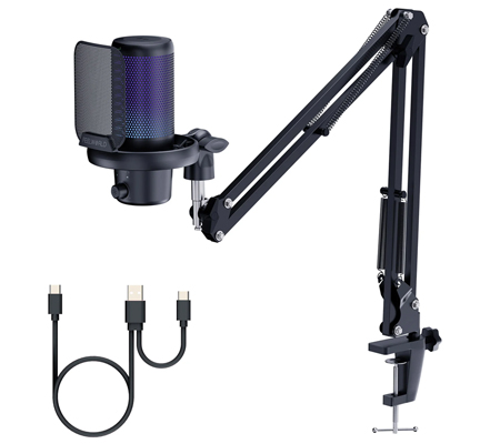 Feelworld VM1 AS USB Gaming Microphone with Boom Arm Black