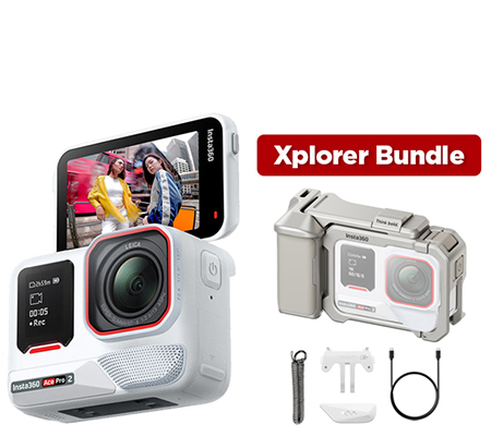 Insta360 Ace Pro 2 Arctic White Xplorer Bundle Silver Action Camera Single Battery