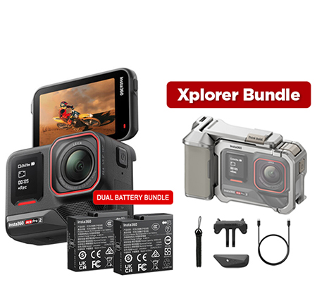 Insta360 Ace Pro 2 Xplorer Bundle Silver 8K AI-Powered Action Camera Dual Battery