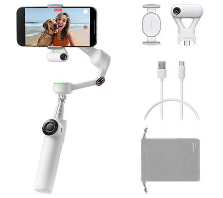 Insta360 Flow 2 Pro AI Tracker Bundle Smartphone Gimbal Stabilizer Summit White