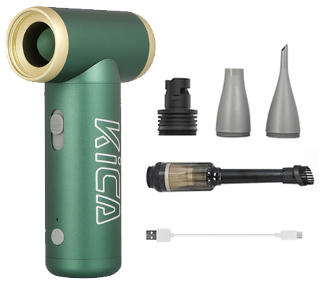 Kica Jet Fan 2 Turbo Fan Mini Portable with Vacuum Accessories Green