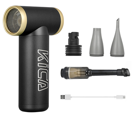 Kica Jet Fan 2 Turbo Fan Mini Portable with Vacuum Accessories Black