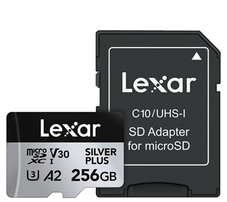 Lexar Micro SDXC 256GB Silver Plus UHS-I V30 (Read 205MB/s and Write 150MB/s)