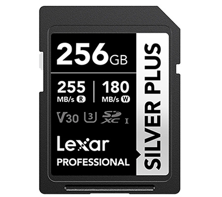 Lexar SDXC 256GB Professional Silver Plus UHS-I V30 (Read 255MB/s and Write 180MB/s)