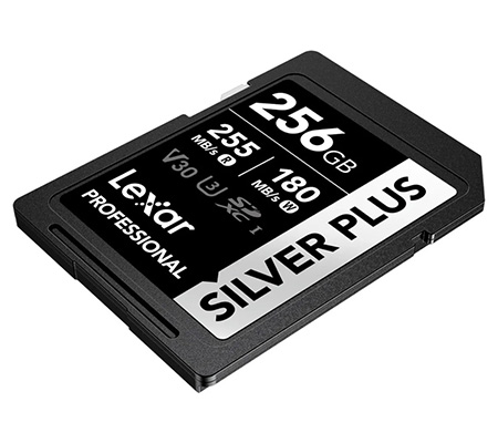 Lexar SDXC 256GB Professional Silver Plus UHS-I V30 (Read 255MB/s and Write 180MB/s)