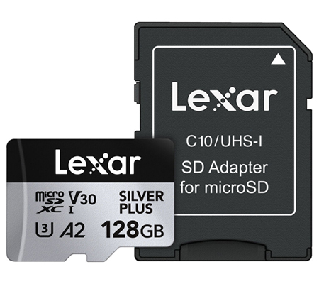 Lexar Micro SDXC 128GB Silver Plus UHS-I V30 (Read 205MB/s and Write 150MB/s)