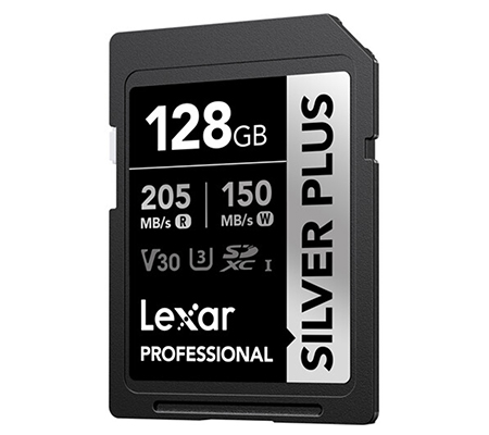 Lexar SDXC 128GB Professional Silver Plus UHS-I V30 (Read 205MB/s and Write 150MB/s)