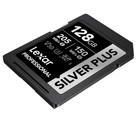 Lexar SDXC 128GB Professional Silver Plus UHS-I V30 (Read 205MB/s and Write 150MB/s)