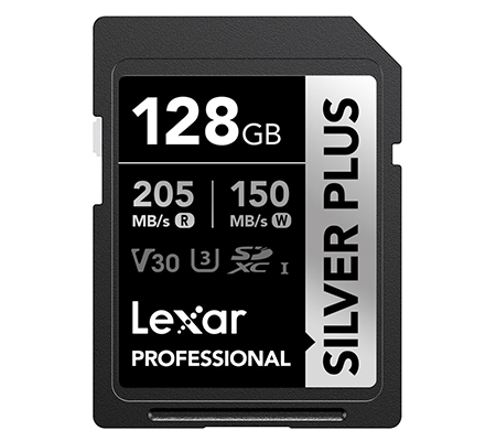 Lexar SDXC 128GB Professional Silver Plus UHS-I V30 (Read 205MB/s and Write 150MB/s)