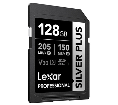 Lexar SDXC 128GB Professional Silver Plus UHS-I V30 (Read 205MB/s and Write 150MB/s)