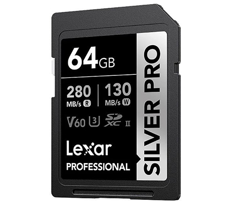 Lexar SDXC 64GB Professional Silver PRO UHS-II V60 (Read 280MB/s and Write 130MB/s)