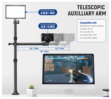 Neewer TL253A + DS001 Table Top Overhead Camera Desk Mount Stand