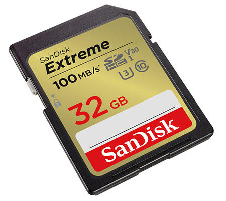 SanDisk SDHC Extreme 32GB UHS-I (Read 100MB/s and Write 60MB/s)