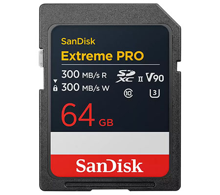 SanDisk SDXC Extreme Pro 64GB UHS-II V90 (Read 300MB/s and Write 300MB/s)