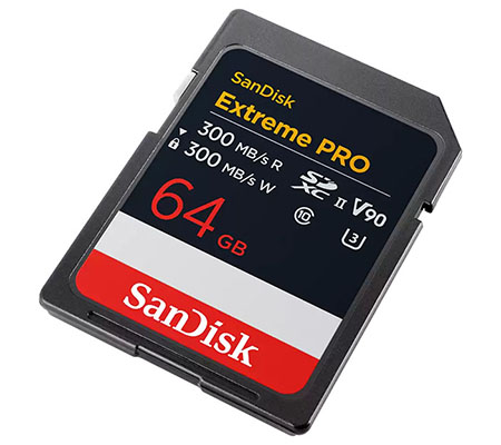 SanDisk SDXC Extreme Pro 64GB UHS-II V90 (Read 300MB/s and Write 300MB/s)