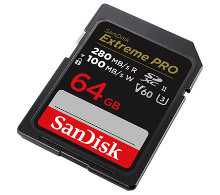 Sandisk SDXC Extreme Pro 64GB UHS-II V60 (Read 280MB/s and Write 100MB/s)