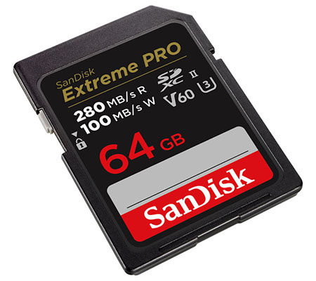 Sandisk SDXC Extreme Pro 64GB UHS-II V60 (Read 280MB/s and Write 100MB/s)