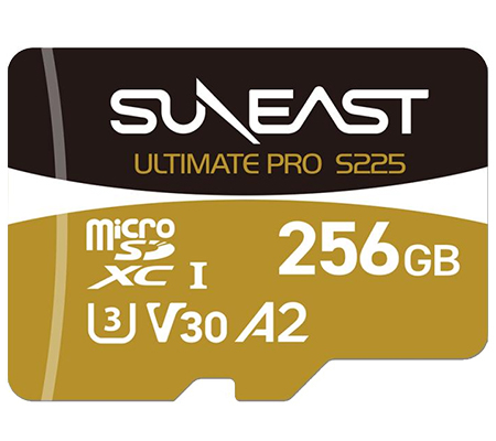 Suneast MicroSD 256GB 208MB/s UHS-I V30 Ultimate Pro S225 Gold Series SE-MS1256G23W1F