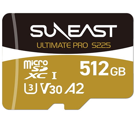 Suneast MicroSD 512GB 208MB/s UHS-I V30 Ultimate Pro S225 Gold Series SE-MS1512G23W1F