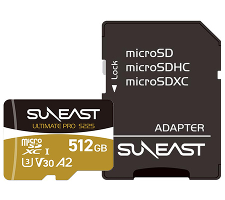 Suneast MicroSD 512GB 208MB/s UHS-I V30 Ultimate Pro S225 Gold Series SE-MS1512G23W1F