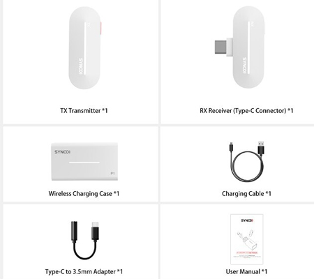 Synco P1T Single-Wireless Microphone for Type-C Pearl White
