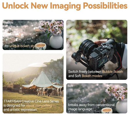 TTArtisan 50mm T2.1 Dual Bokeh Cine Lens for Canon RF Fullframe Lens