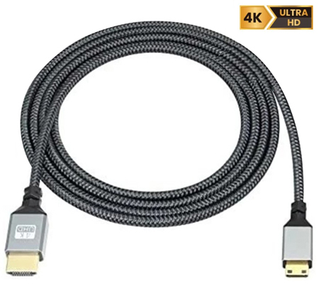 TetherPlus Mini HDMI to HDMI V2.0 4K 10M Cable Nylon Braided TP-NUHDAMNM-1000