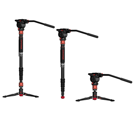 iFootage Cobra 3 A180T + Komodo K5 Fluid Head Carbon Fiber Monopod with Mini Tripod